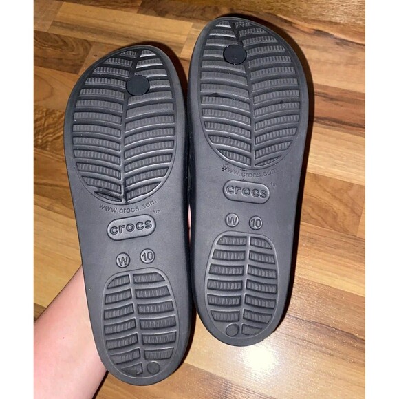 Crocs Baya Sandals Women's Size 10 Platform Flip Flop Thong BLACK Rubber - Picture 5 of 6